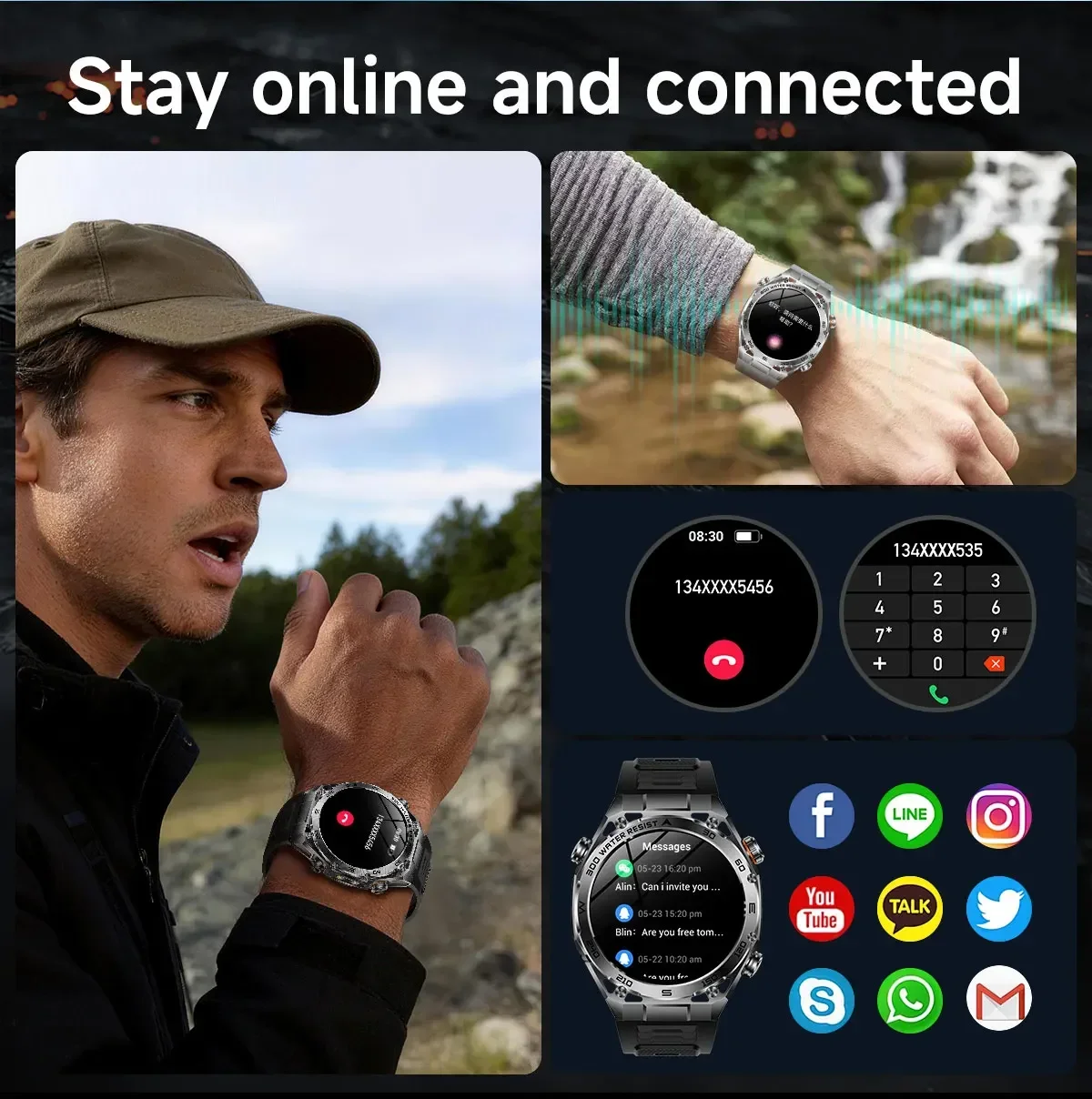2026 Neue VWAR Ultimate Rugged Smartwatch IP68 Wasserdicht 1000 mAh Akku 24-Stunden-Gesundheitsüberwachung 100+ Sportmodi Smartwatches – Detail 16