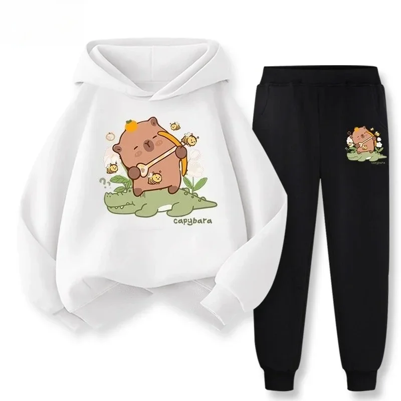 الخريف الكرتون كابيبارا المطبوعة الأطفال هوديس وبانت البدلة عارضة الدافئة الفتيان الفتيات طويلة الأكمام الاطفال أزياء عارضة الرياضة مجموعة #3