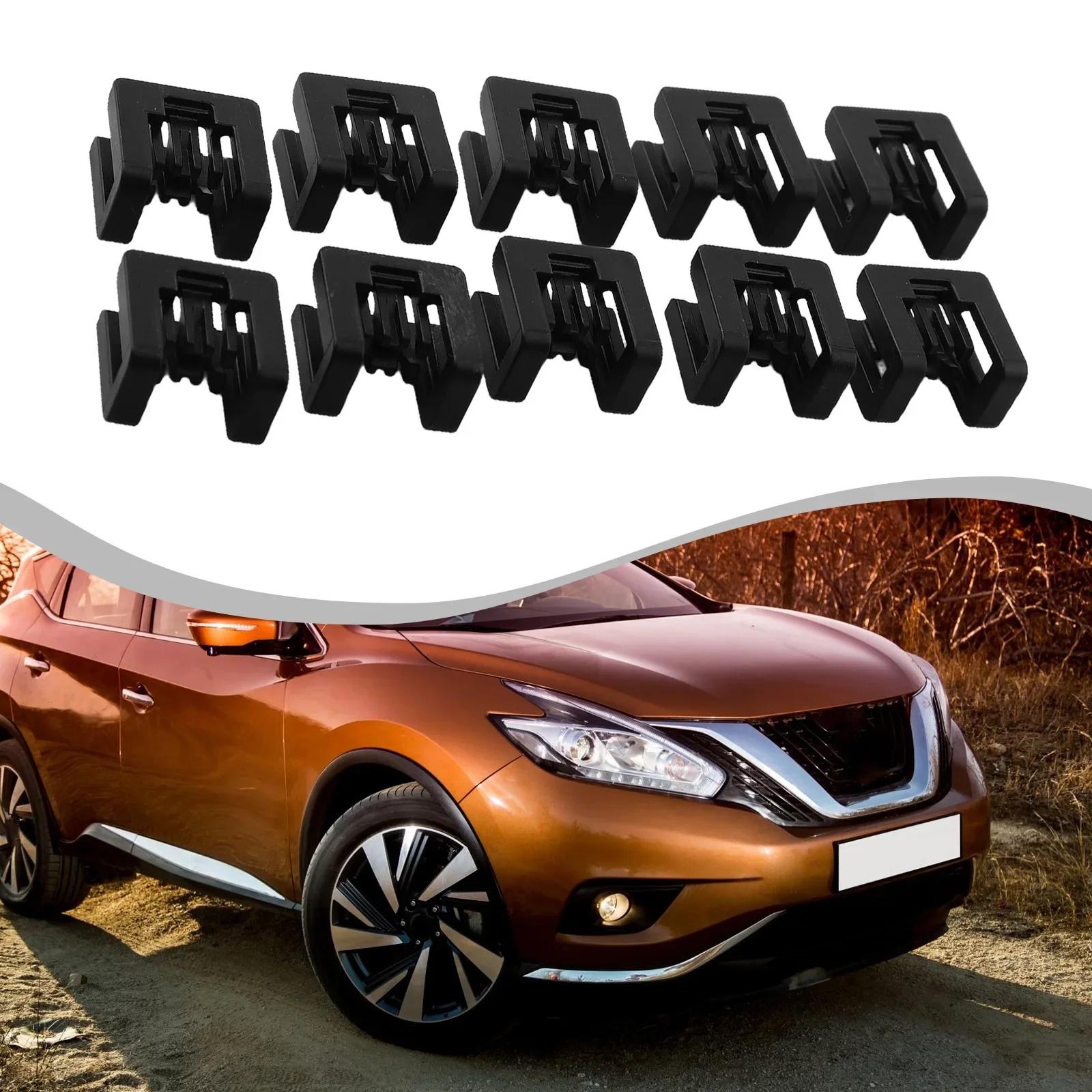 Long lasting Performance Wiper Hood Trim Deflector Panel Reset Clips for Nissan For Xtrail For Tiida (Pack of 10)