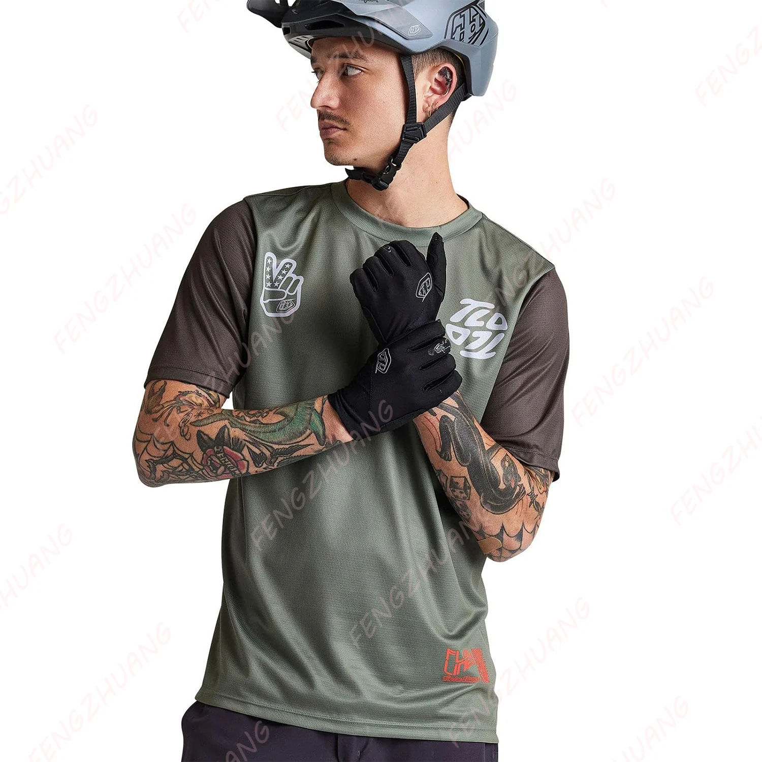 Troy Lee Designs Flowline Short Sleeve Jersey Outdoor Riding Wear 3D Printed Sports T-shirt Top Mountain Bike Racing Tops Mens