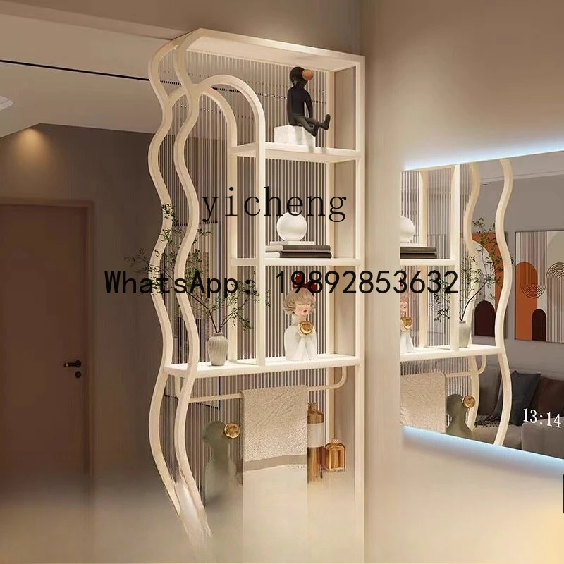 Half-Wall Screen Partition Modern Minimalist Changhong Glass Iron Art Dry and Wet Area Washbasin
