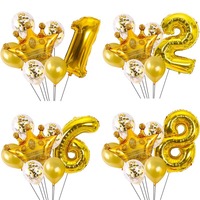 32inch Golden Digital Balloon Sets Kids Birthday Party Decorations Gold Crown Sequins Balloons Party Photo Props Supplies