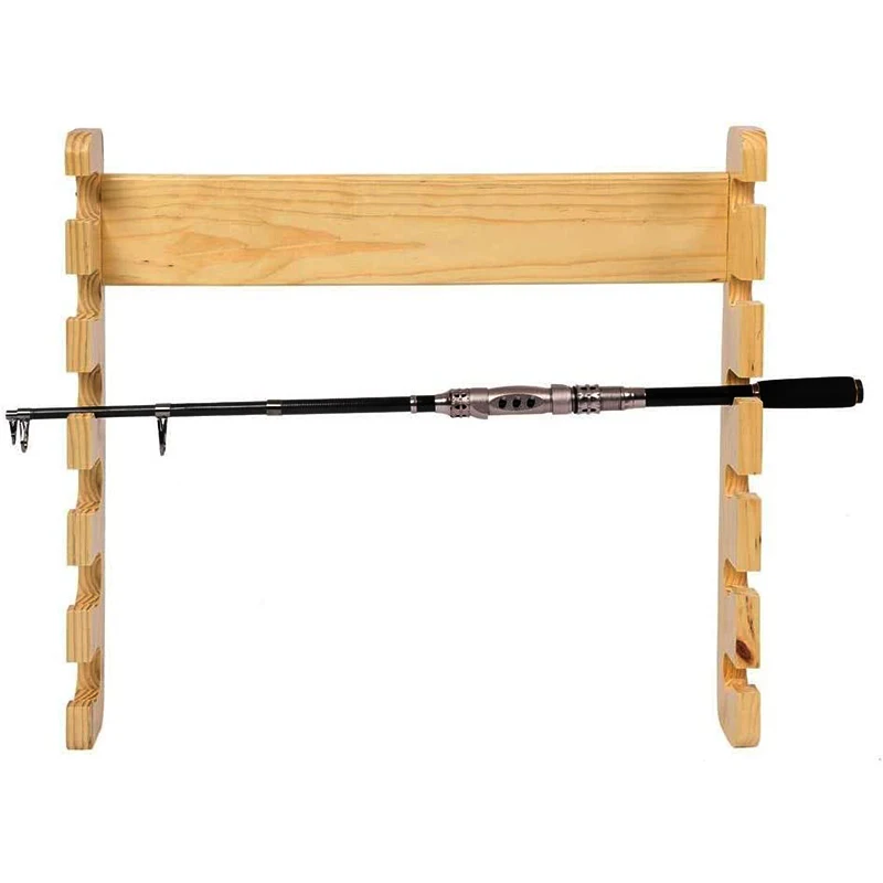 6 صنارة صيد السمك تثبيت سهلة التركيب، رفوف حائط خشبية لقضيب الصيد