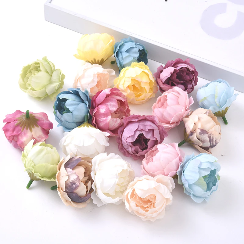 5/10PCs Silk Peony Artificial Flowers 5cm Fake Flower For Home Room Decor Wedding Decoration Bedroom DIY Bride Wreath Accessorie