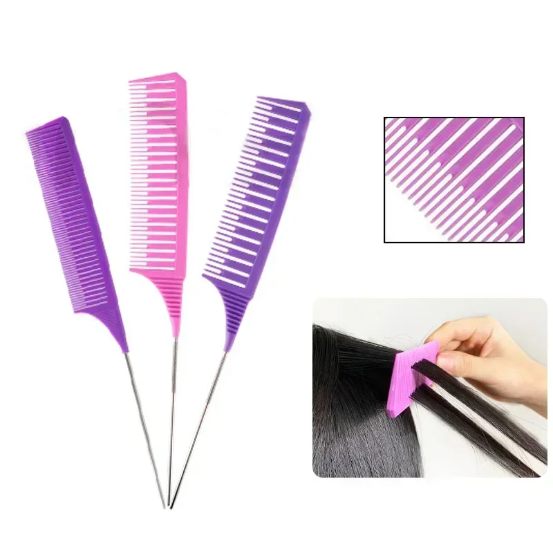 3pcs Hairbrush Hair Styling Combs Tailed Comb Set Coloring Dyeing Comb Salon Tool Sectioning Highlighting Weaving Cutting Comb