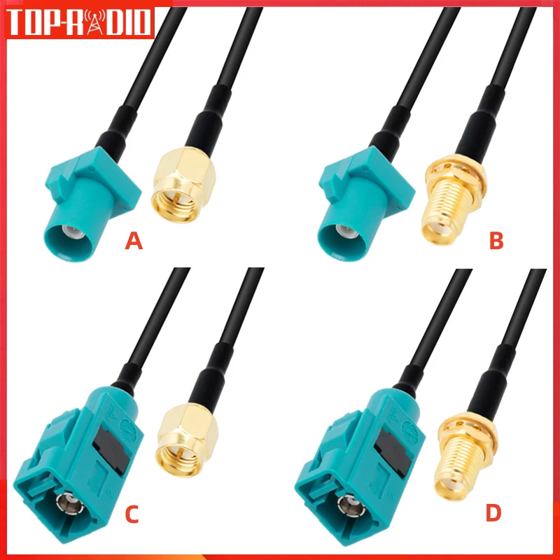 Vehicle Car GPS Antenna Adapter RG174 Cable SMA Male Female to Fakra Z Female Male Coaxial Pigtail Jumper for GPS Navigation