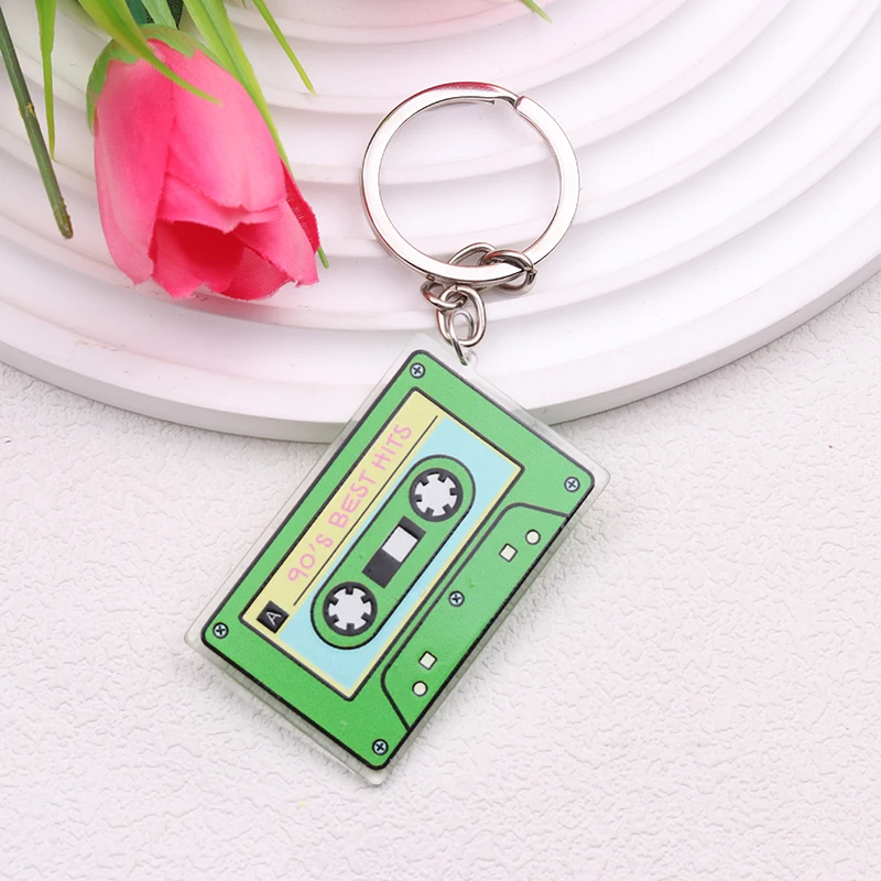 Vintage Radio Cassette Tape Keychain Interesting And Creative Tape Pattern Key Decorations Funny Fashion Bag  Accessories Gifts