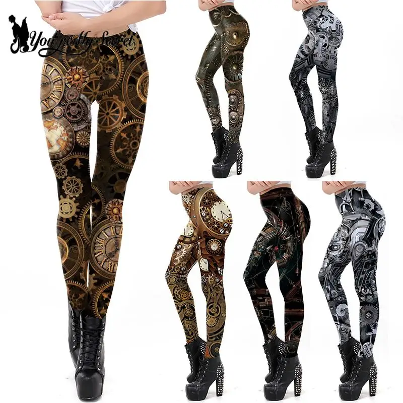 [You\'re My Secret] Steampunk Women Leggings Sexy Skinny Pants Elastic Female Clothing 3D Print Workout Leggings Fitness Bottoms