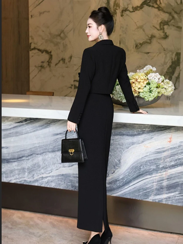 Temperament New Light Luxury Professional Set Autumn Heavy Industry Three Dimensional Cutting Flower Suit Coat+Half Skirt image 6