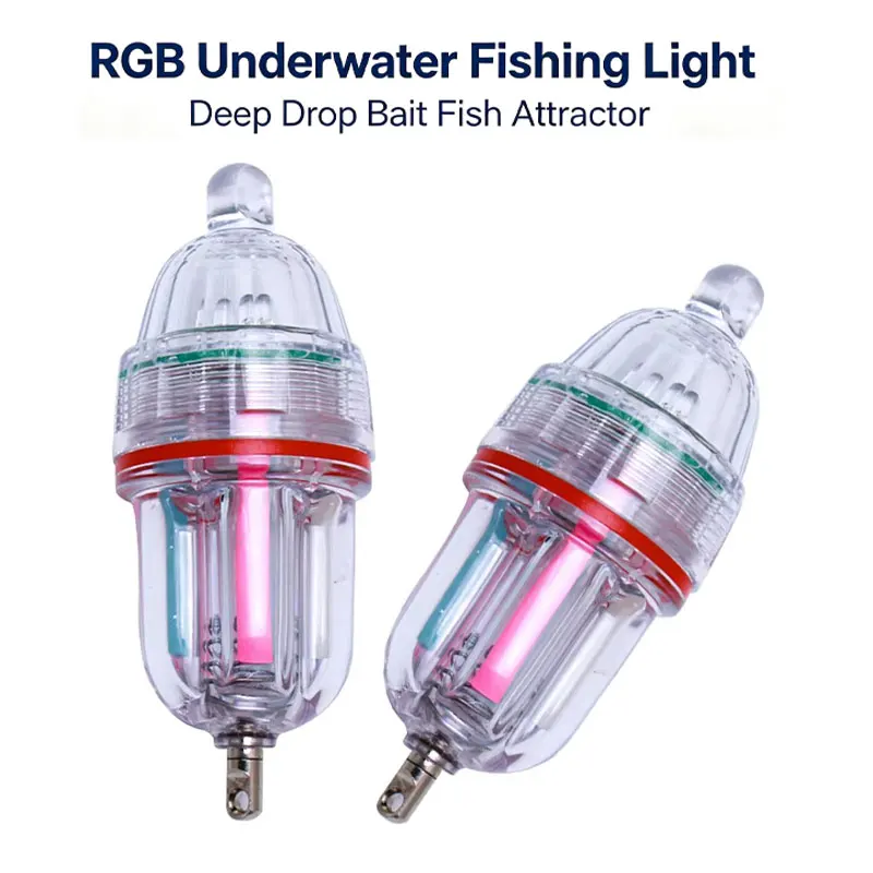Deep Drop LED Fishing Light Attractor Submersible Underwater Flashing Green and White Marine Sea Fish Attracting Lamp Fishing