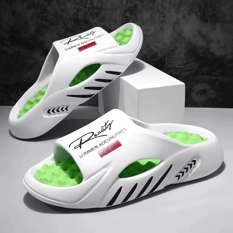 

Новые мужские массажные тапочки 2026 года: домашние и уличные сандалии, пляжная повседневная обувь с удобной подошвой, большие размеры