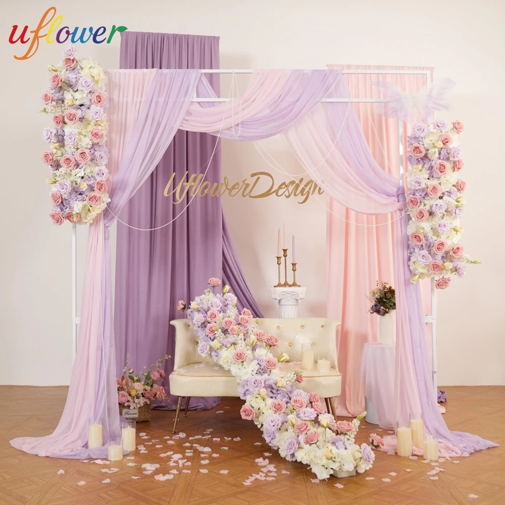 

Uflower Роскошный Фиолетовый Роза Искусственный Цветок Центральная Дорожка Цветочный Фон Свадебное Украшение Домашняя Садовая Композиция