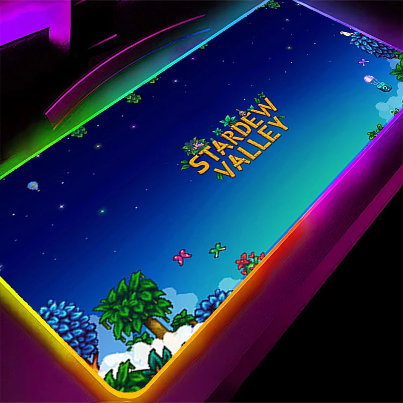 Tapis de souris LED RGB en caoutchouc HD, accessoires de jeu sur ordinateur, clavier, décoration de bureau, bureau, s-stardew Valley