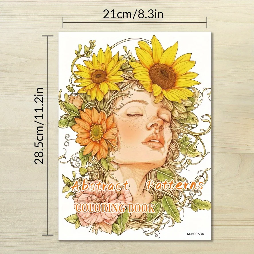 Adult Abstract Patterns Coloring Book - 8.3×11.2 Inches, 22 Pages. Floral - inspired Abstract Art.