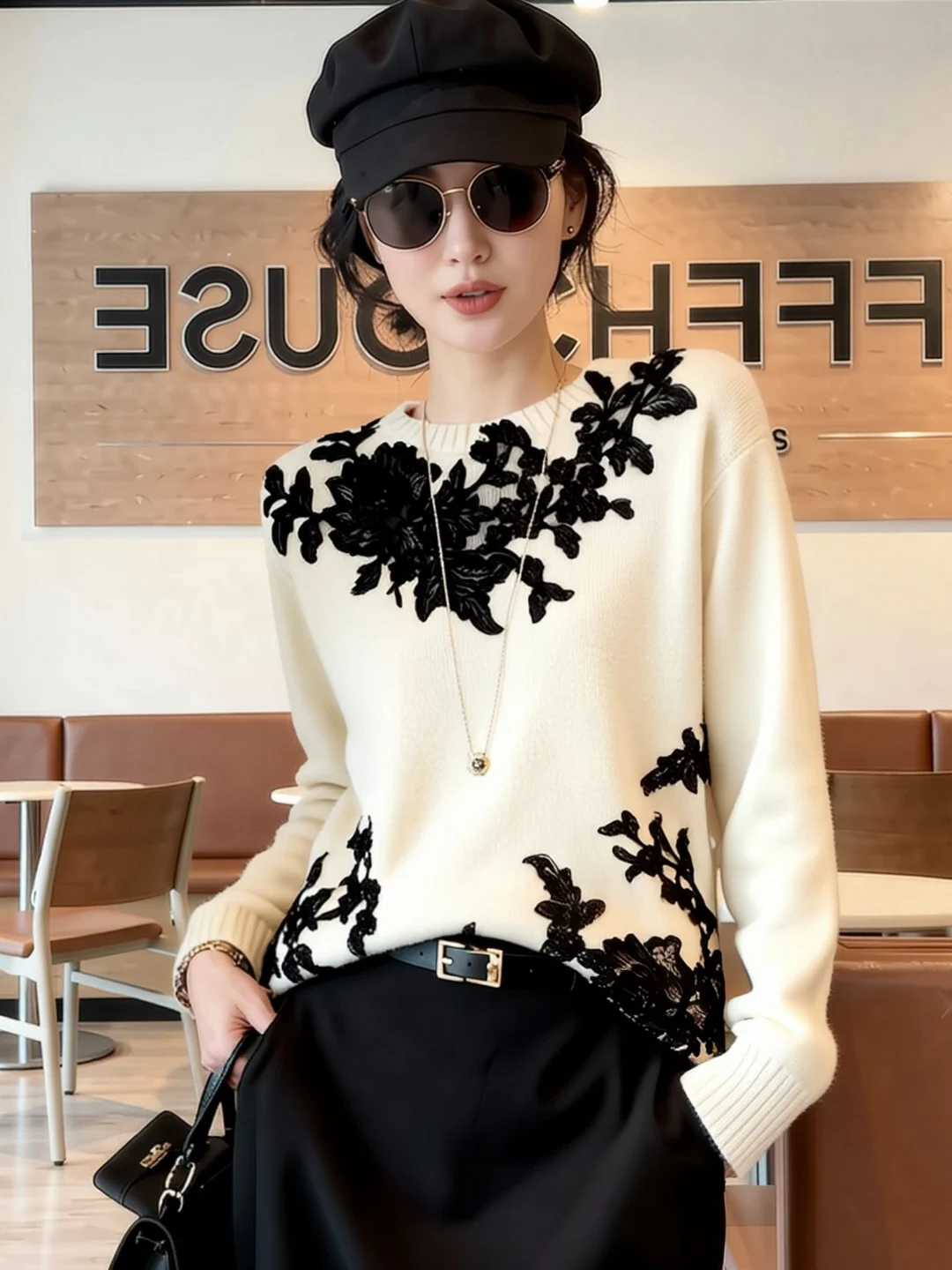 

Ele Knitted Sweater Casual Chic Overhead Slimming Comfortable Winter New Arrival Women's Faionable Camere Top