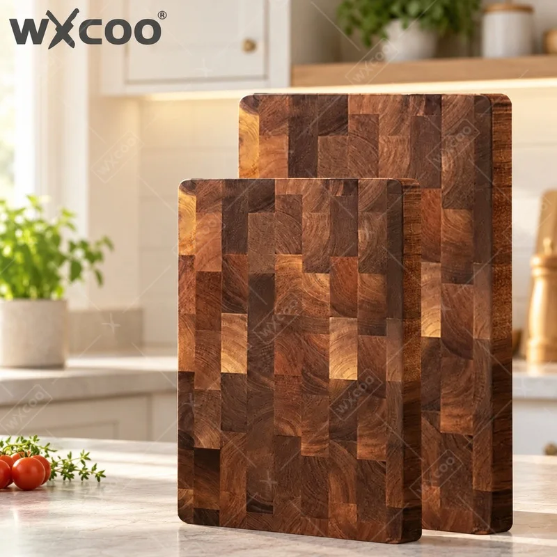 WXCOO Thicken Checkerboard Kitchen Cutting Board Kitchen Accessories Acacia Wood Splicing Solid Wood Chopping Board