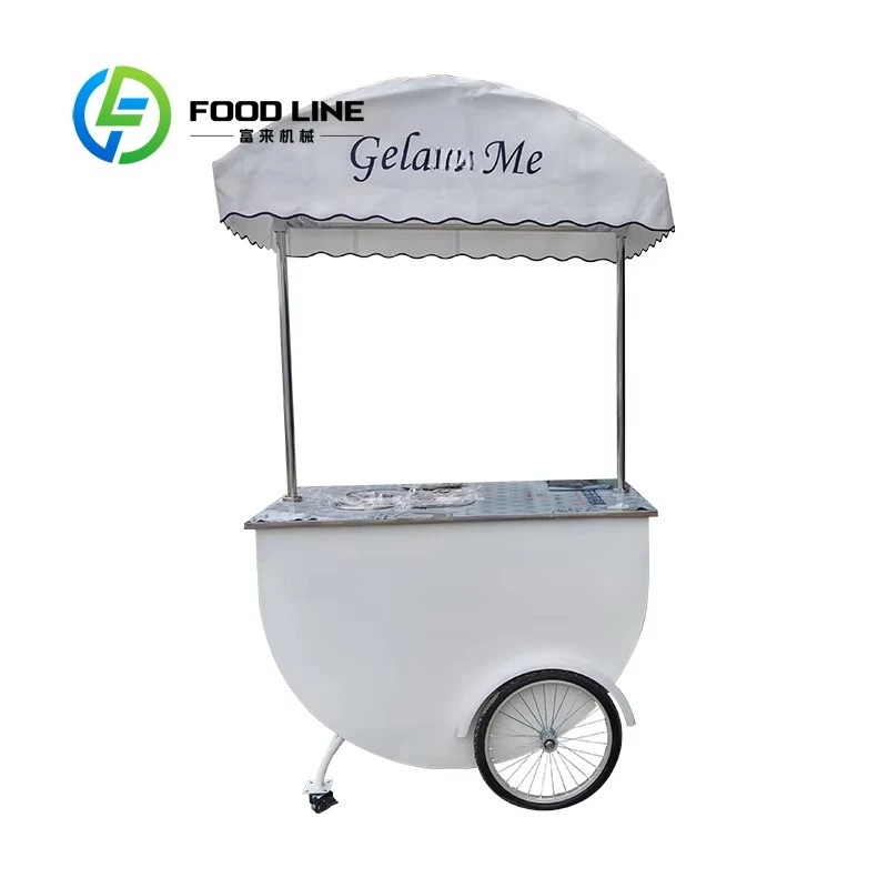 

Customized Popular Push Ice Cream Cart UK Outdoor Portable Snack Vending Cart for Sale