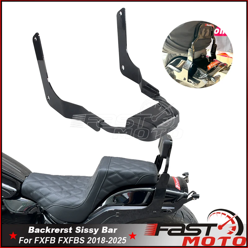 Motorcycle Backrest For Harley Softail Fat Bob FXFBS FXFB Passenger Backrest Sissy Bar Mini Sports Back Rest Pad Kits 2018-up