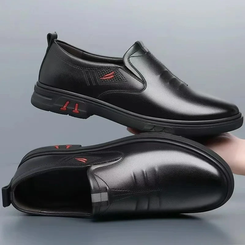 Männer Kuh Leder Schuhe Aus Echtem Leder Handgemachte Business schuhe Runde Kappe Casual Faulenzer Bequeme Mann schuhe Zapatos Homme – Detail 3