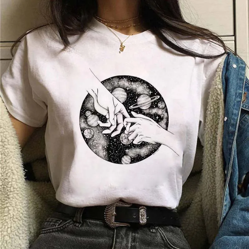Bunte Buchstaben-Grafik, kurzärmelige Sport-T-Shirts, lockerer Rundhalsausschnitt, aktive Komfort-Tops, Damen-Sportbekleidung, weibliche Kleidung – Detail 7