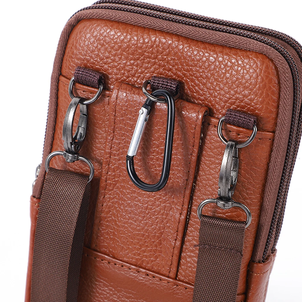 Portable Shoulder Bag Cowhide Leather Fanny Pack Waist Bag Fashion Simple Multi-pockets Casual for Outdoor Sport