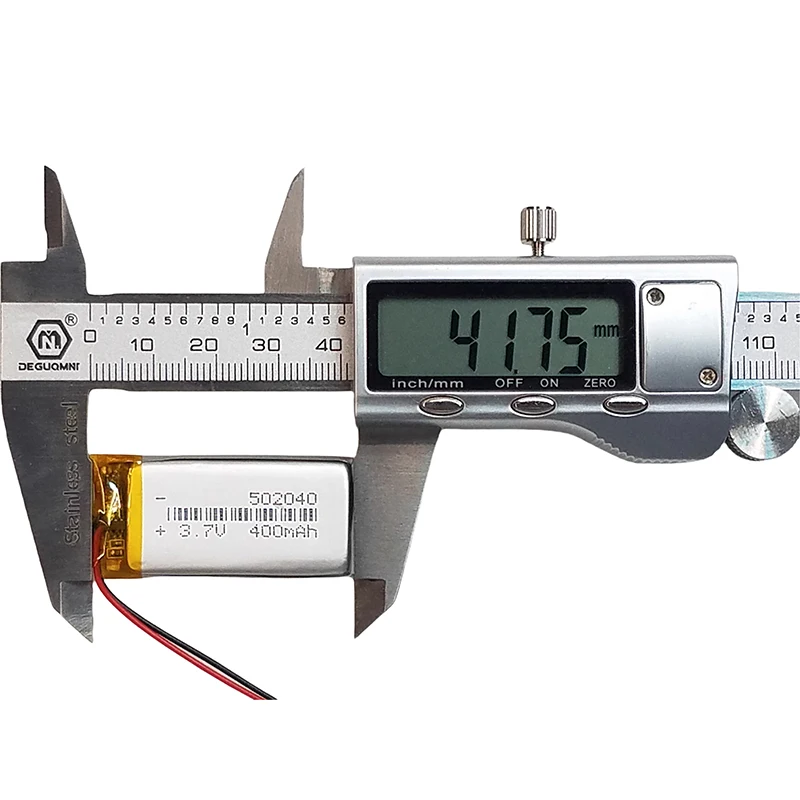 Lightweight Compact Li-ion Polymer Battery 502040 3.7V 400mAh Rechargeable Cell for Smart Devices, Mini Gadgets, DIY Projects