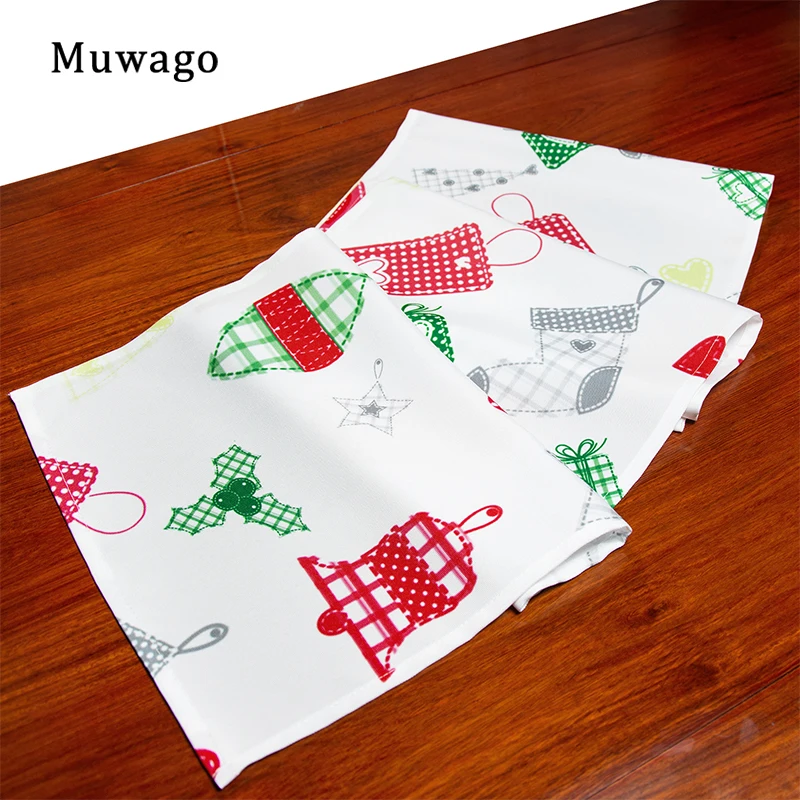 Muwago Jingle Bell Printing Table Runner Christmas Party Decor Waterproof Resists Shrinkage And Wrinkles Washable Tableflag