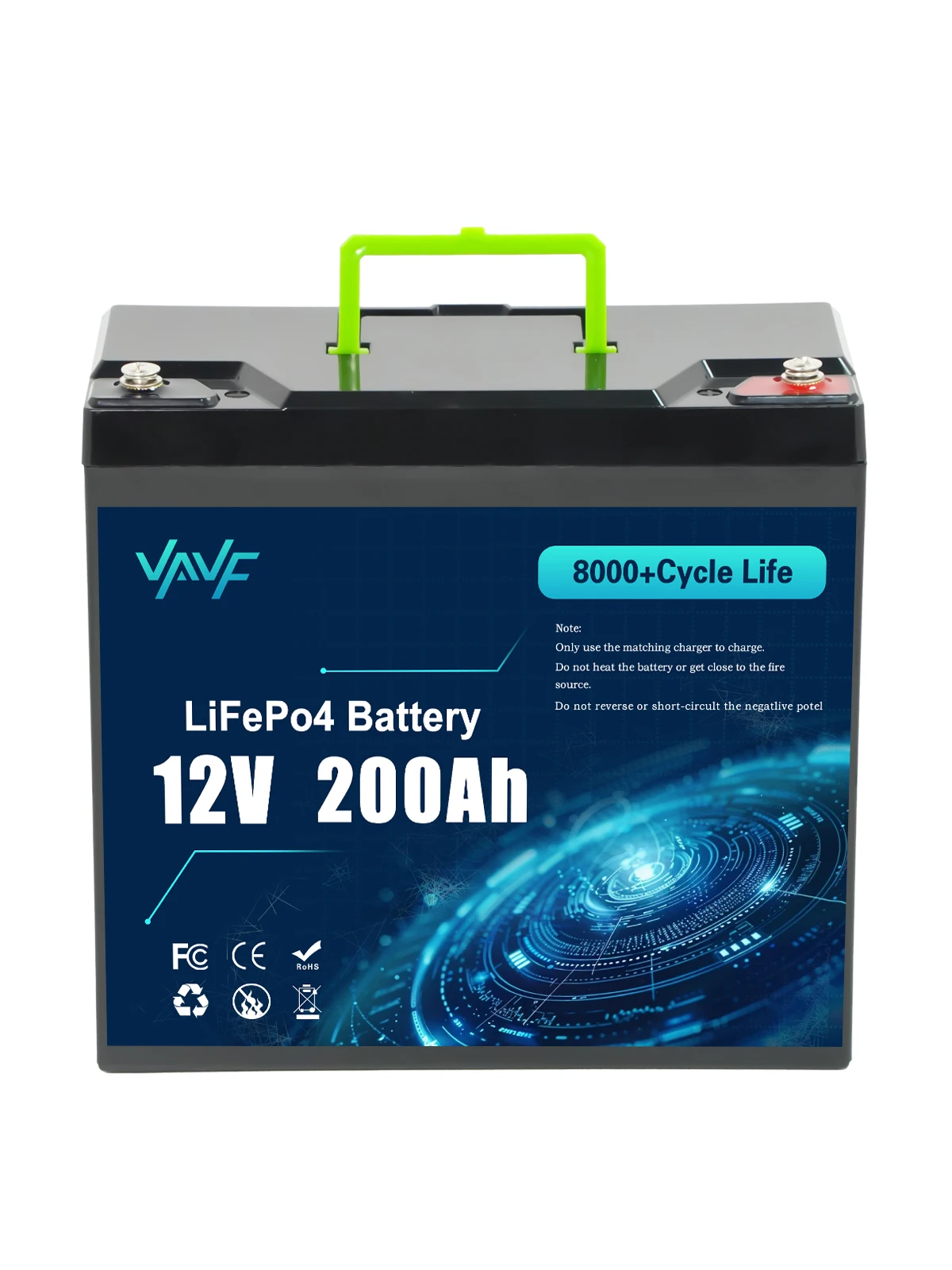 LiFePO4-batterij 12V 200Ah Ingebouwde Smart ? BMS, 8000+ cycli, geschikt voor ? Zonnepanelen, campers, scheepvaart, overlanding - afbeelding 2