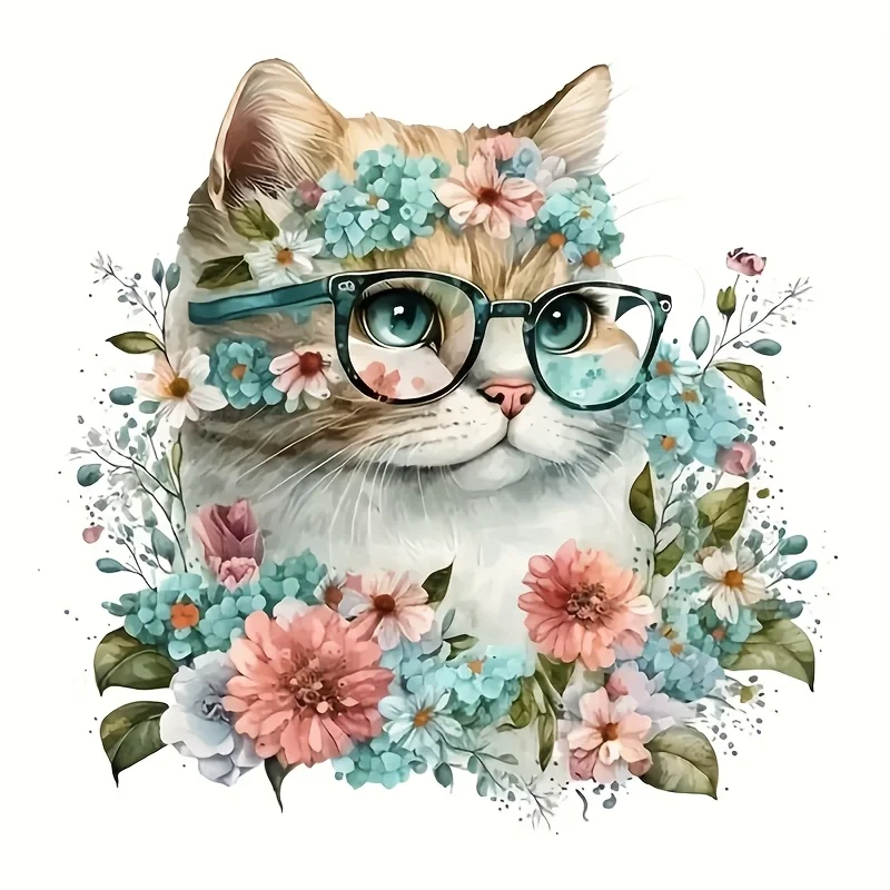 Cute Cat & Flowers Vinyl Sticker, Waterproof Decal For Car Laptop Truck Motorcycle Window Wall Cup