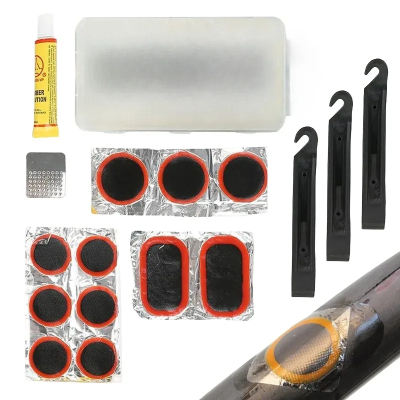 AliExpress Vulcanizing Patches Metal Rasp Tire Lever Bike Patch Kit Bicycle Tire Repair Inner Tube Fix Puncture Glue Patches Tool Set