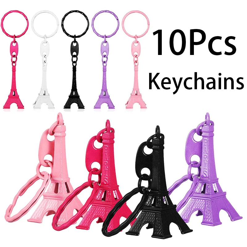 

10Pcs Paris Retro Mini Eiffel Tower Key Ring Pendant Small Tower Key Ring Ornament Metal Alloy Key Ring