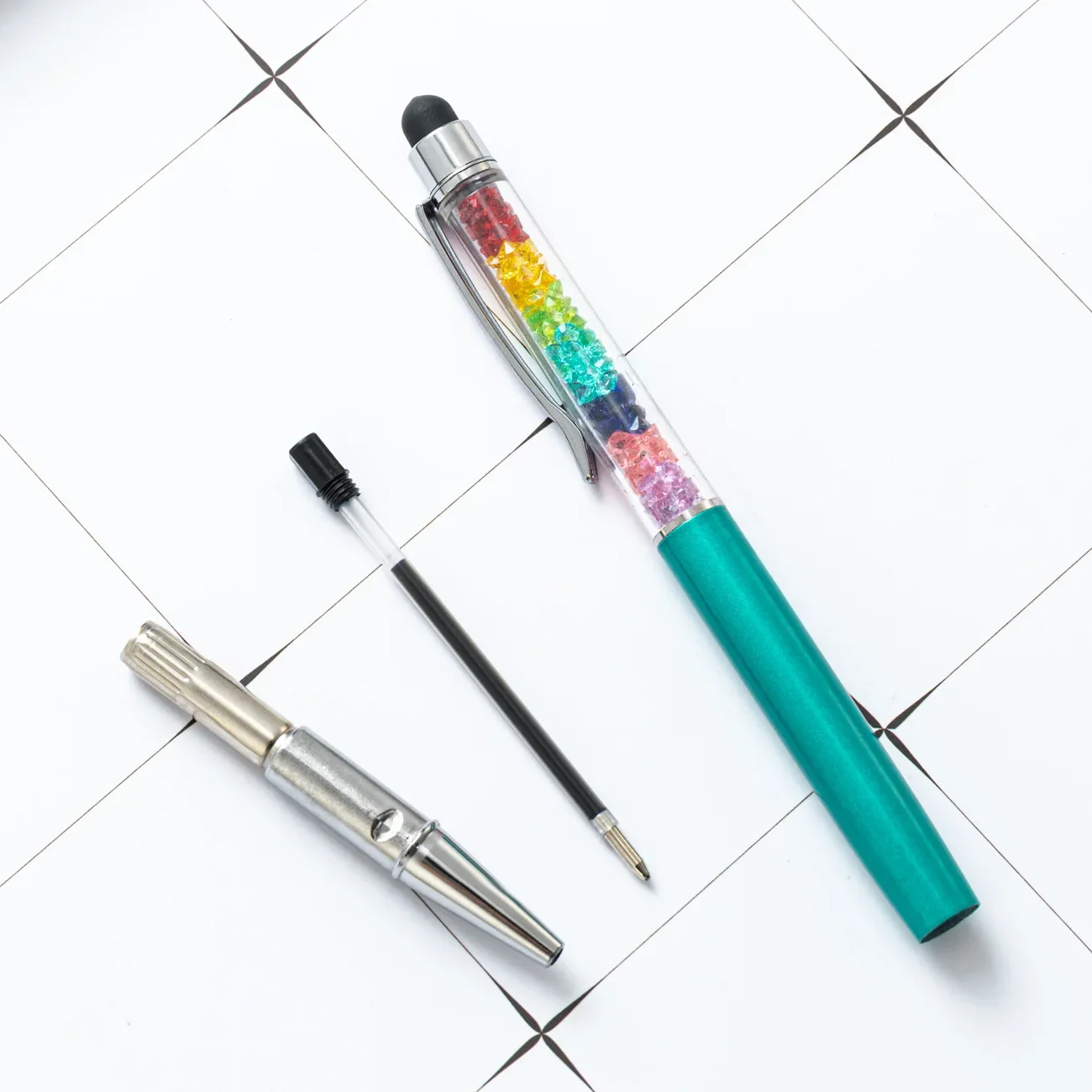 10-50Pcs Wholesale Creative Colorful Crystal Touch Pen Diamond Ballpoint Pens Stationery Baptist Festival Customized Logo Gift