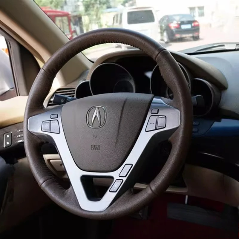 

Hand-Stitched Dark brown genuine leather car Steering Wheel Cover For Acura MDX 2007-2013 car accessories