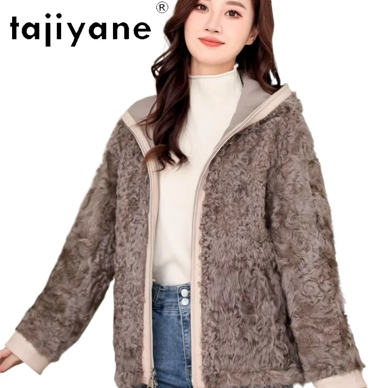 TAJIYANE Naturale Xiaohu Lana Cappotto di Pelliccia di Pecora per Le Donne Chic Reversibile Capispalla Cappotti Caldi 2025 Nuova Donna Abbigliamento fourrure