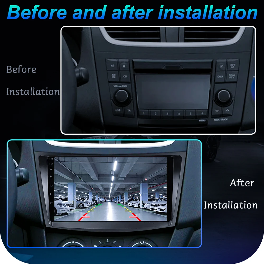 Android For Suzuki Swift 4 2011 - 2015 Wireless CarPlay Multimedia player QLED Screen Stereo Head Unit Bluetooth GPS Navigation