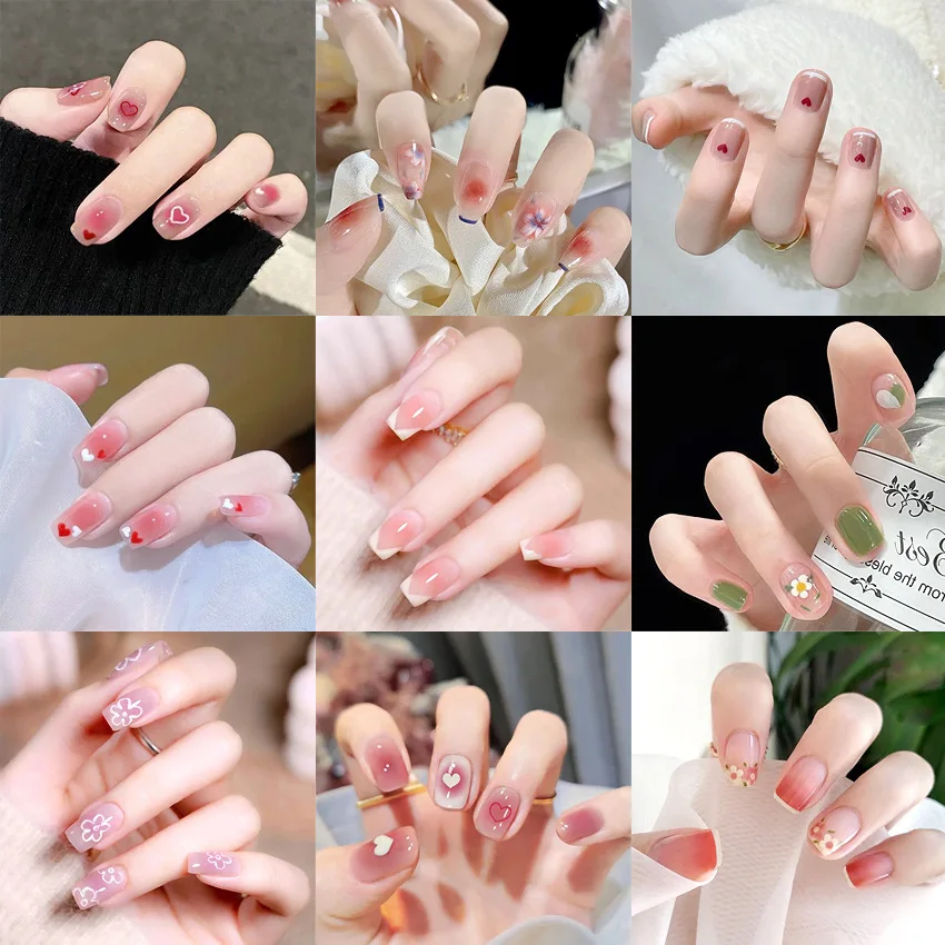 24pcs Fake Nail Collection,press on Nail Art for Women Removable Daily Decorative Wearable Short Acrylic Nail Tips for Women