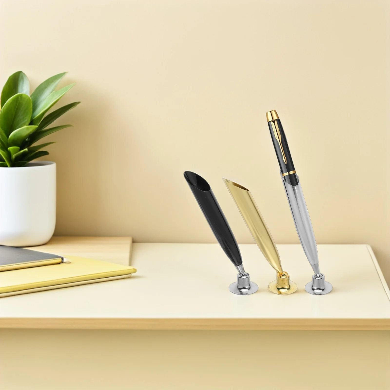 

3pcs Vintage Insertion Pen Holder Desktop Pen Stand Quill Dip Base Single Fountain Cradle for Desk School Office Supplies