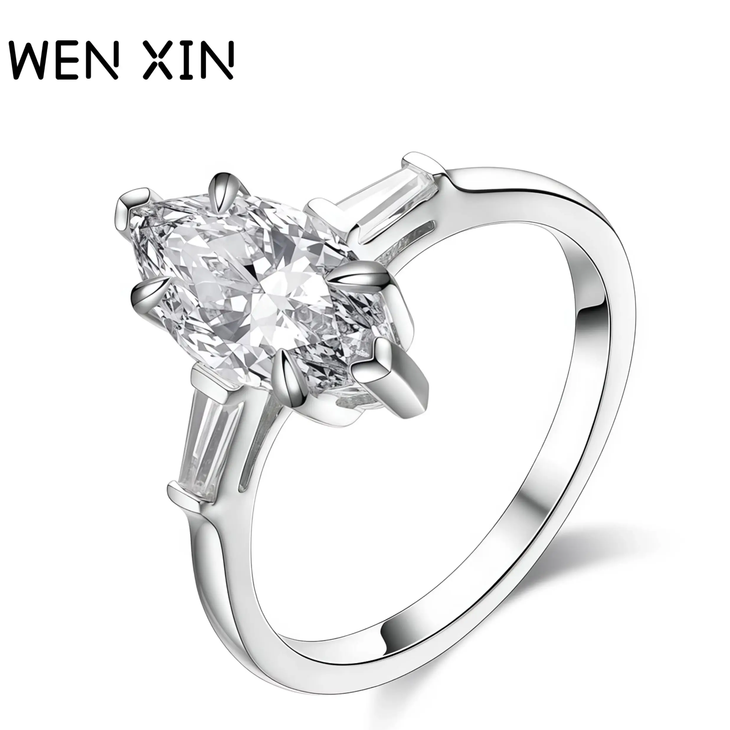 

Бренд WENXIN, кольцо из стерлингового серебра 925 пробы для женщин, новые продукты, кольцо с высокоуглеродистым бриллиантом, чистое серебро 925 пробы, ювелирные изделия с сертификатом CMA