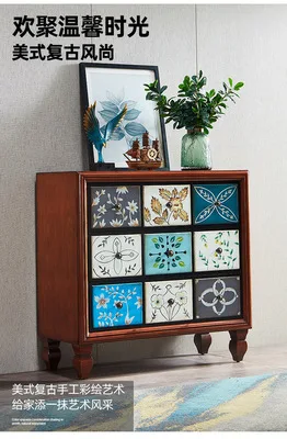 

Three bucket living room solid wood drawer retro painted entrance walnut