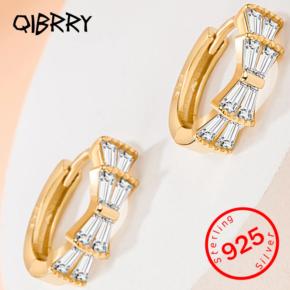 

New Crystal Hoop Earrings For Women Pure 925 Sterling Silver High Quality Jewelry