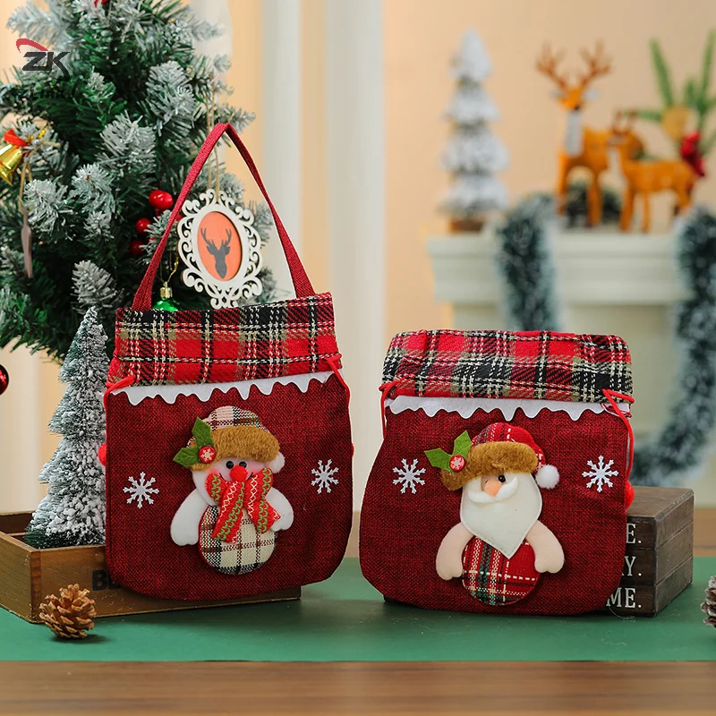 1pc Creative Old Man Snowman Gift Bag Christmas Decorations Bag 25*20cm Candy Bag Festival Gifts Ornament Decor 2024 New Year