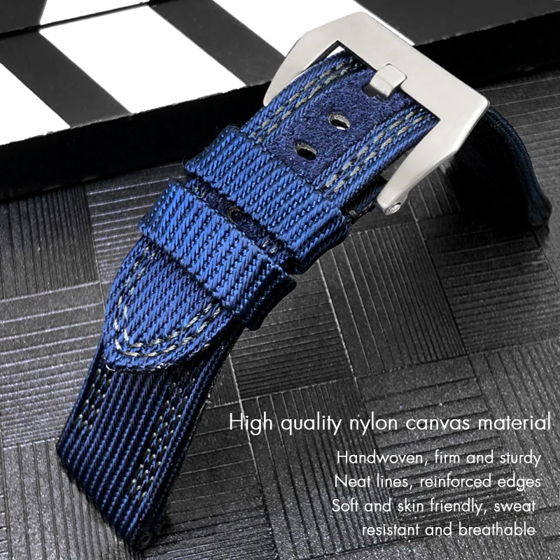 New Nylon Watchband for Panerai PAM00985 SUBMERSIBLE LUMINOR 24mm 26mm Fabric Canvas Black Blue Green High Quality Watch Strap