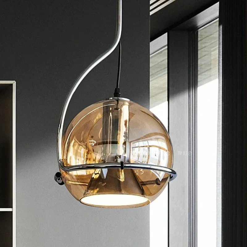 

Nordic Glass Chandelier Danish Bauhaus Restaurant Bar LED Ight Modern Minimalist Designer Homestay Bedroom Bedside Glass Light