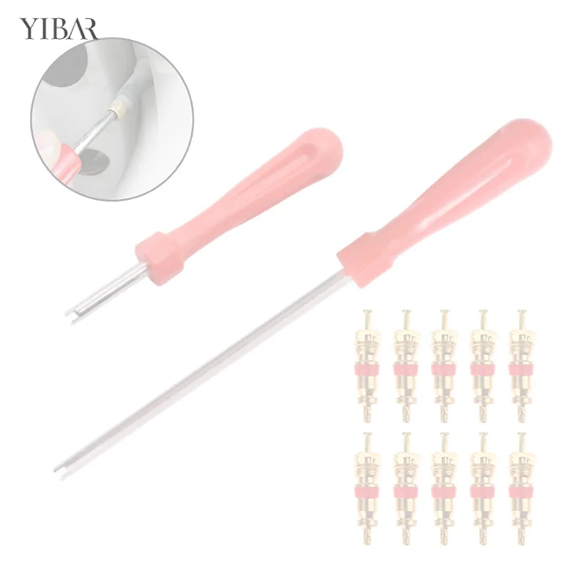 

Tire Valve Core Removal Tools Wrench Plastic Handle Iron Plated Wrench Core Repair Hand Tool for Car Bike Bicycle Motorcycle