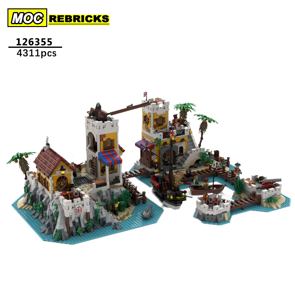 Street View Architecture Series Pirate Island MOC-126355 Building Block DIY Model Collection Experts Education Brick Toys Gifts