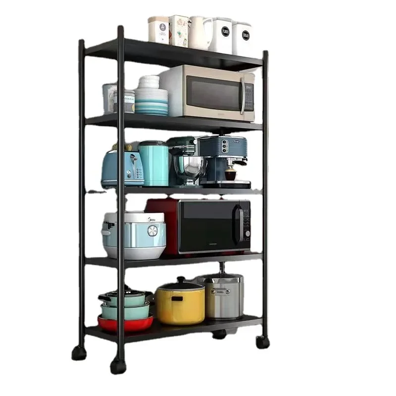 

Minimalist Stainless Steel Kitchen Storage Rack Floor Multi-Layer Microwave Rack Kitchen Supplies Storage Rack