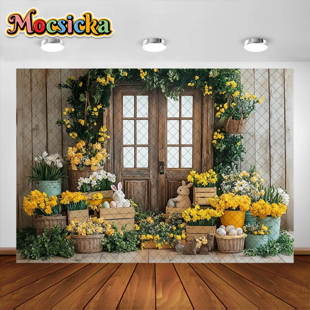 Musim semi fotografi latar belakang telur Paskah bunga dekorasi latar belakang Bbay dewasa perempuan potret Studio foto Banner alat peraga