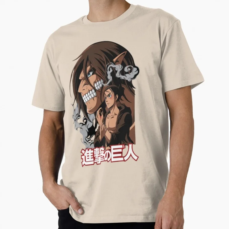 

Eren Yeager Attack On Titan Gift t shirt for Anime lover Manga Graphic Y2K clothes Large size Tops Cartoon Tee 100% cotton print