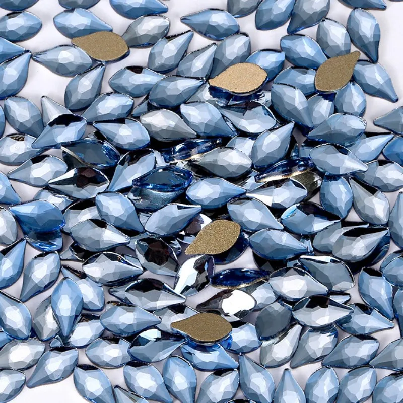 wholesale 100pcs Light Blue Square Flat Back Nail Rhinestone  Special Shaped Crystals Art Stones 3D Personalized Decoration