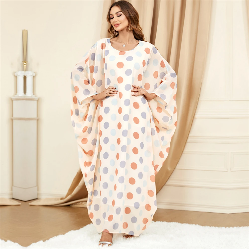 Robe Femme Musulmane arabo elegante allentato musulmano Dubai manica a pipistrello Robe grandi abaya per le donne vestito stampato Casual Ramadan Dress